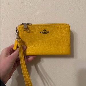 Coach Vibrant Yellow Leather Wristlet